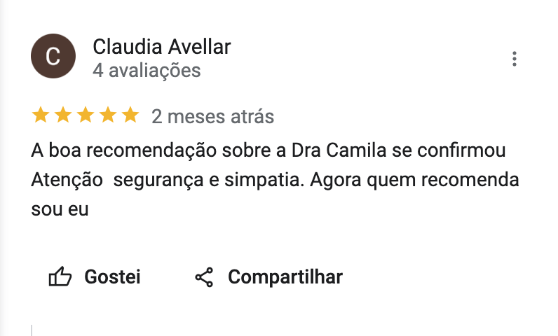 Depoimento sobre Dra. Camila Zompero